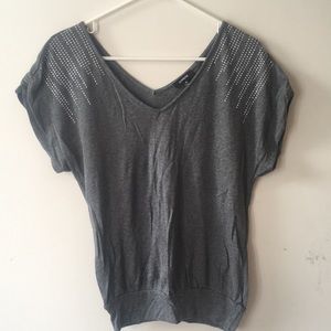 Gray short sleeve sweater